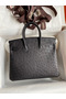 Hermes Birkin 25 Retourne Handmade Bag In Black Ostrich Leather  Replica