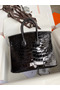Hermes Birkin 25 Retourne Handmade Bag In Black Shiny Alligator Leather  Replica