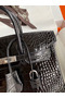 Hermes Birkin 25 Retourne Handmade Bag In Black Shiny Alligator Leather  Replica