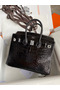 Hermes Birkin 25 Retourne Handmade Bag In Black Shiny Alligator Leather  Replica