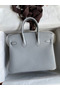 Hermes Birkin 25 Retourne Handmade Bag In Blue Glacier Clemence Leather  Replica