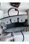 Hermes Birkin 25 Retourne Handmade Bag In Blue Glacier Clemence Leather  Replica