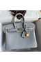 Hermes Birkin 25 Retourne Handmade Bag In Blue Glacier Clemence Leather  Replica