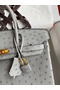 Hermes Birkin 25 Retourne Handmade Bag In Blue Glacier Ostrich Leather  Replica