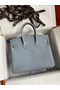 Hermes Birkin 25 Retourne Handmade Bag In Blue Lin Epsom Calfskin  Replica