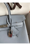 Hermes Birkin 25 Retourne Handmade Bag In Blue Lin Epsom Calfskin  Replica