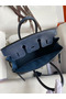 Hermes Birkin 25 Retourne Handmade Bag In Blue Saphir Lizard Leather  Replica