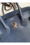 Hermes Birkin 25 Retourne Handmade Bag In Blue Saphir Lizard Leather  Replica