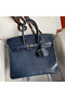 Hermes Birkin 25 Retourne Handmade Bag In Blue Saphir Lizard Leather  Replica