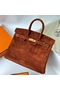 Hermes Birkin 25 Retourne Handmade Bag In Brown Doblis Suede Leather  Replica