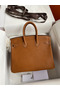 Hermes Birkin 25 Retourne Handmade Bag In Gold Barenia Calfskin  Replica