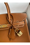 Hermes Birkin 25 Retourne Handmade Bag In Gold Barenia Calfskin  Replica