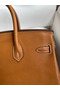 Hermes Birkin 25 Retourne Handmade Bag In Gold Barenia Calfskin  Replica