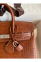 Hermes Birkin 25 Retourne Handmade Bag In Gold Matte Alligator Leather  Replica