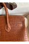 Hermes Birkin 25 Retourne Handmade Bag In Gold Matte Alligator Leather  Replica