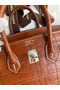 Hermes Birkin 25 Retourne Handmade Bag In Gold Matte Alligator Leather  Replica