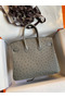 Hermes Birkin 25 Retourne Handmade Bag In Gris Tourterelle Ostrich Leather  Replica