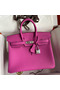 Hermes Birkin 25 Retourne Handmade Bag In Magnolia Clemence Leather  Replica