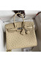 Hermes Birkin 25 Retourne Handmade Bag In Parchemin Ostrich Leather  Replica