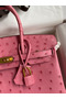Hermes Birkin 25 Retourne Handmade Bag In Pink Ostrich Leather  Replica