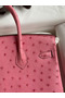 Hermes Birkin 25 Retourne Handmade Bag In Pink Ostrich Leather  Replica