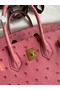 Hermes Birkin 25 Retourne Handmade Bag In Pink Ostrich Leather  Replica