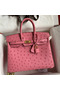 Hermes Birkin 25 Retourne Handmade Bag In Pink Ostrich Leather  Replica