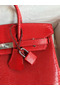 Hermes Birkin 25 Retourne Handmade Bag In Red Lizard Leather  Replica