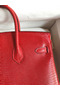 Hermes Birkin 25 Retourne Handmade Bag In Red Lizard Leather  Replica