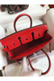 Hermes Birkin 25 Retourne Handmade Bag In Red Lizard Leather  Replica