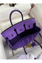 Hermes Birkin 25 Retourne Handmade Bag In Violet Clemence Leather  Replica