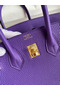 Hermes Birkin 25 Retourne Handmade Bag In Violet Clemence Leather  Replica