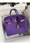Hermes Birkin 25 Retourne Handmade Bag In Violet Clemence Leather  Replica