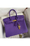 Hermes Birkin 25 Retourne Handmade Bag In Violet Clemence Leather  Replica