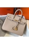 Hermes Birkin 25cm Bag In Beige Clemence Leather GHW  Replica
