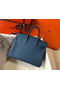Hermes Birkin 25cm Bag In Blue Agate Clemence Leather GHW  Replica