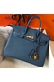 Hermes Birkin 25cm Bag In Blue Agate Clemence Leather GHW  Replica