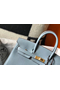 Hermes Birkin 25cm Bag In Blue Lin Clemence Leather GHW  Replica
