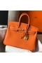 Hermes Birkin 25cm Bag In Orange Clemence Leather GHW  Replica