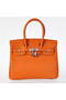 Hermes Birkin 25CM Tote Bags Togo Leather Orange Silver  Replica