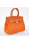 Hermes Birkin 25CM Tote Bags Togo Leather Orange Silver  Replica