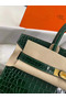 Hermes Birkin 30 Bag In Green Crocodile Porosus Shiny Skin  Replica