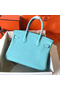 Hermes Birkin 30 Handmade Bag In Blue Atoll Clemence Leather  Replica