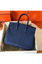 Hermes Birkin 30 Handmade Bag In Blue Ostrich Skin  Replica