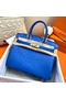 Hermes Birkin 30 Handmade Bag In Blue Ostrich Skin  Replica