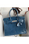 Hermes Birkin 30 Handmade Bag In Blue Tempete Crocodile Niloticus Shiny Skin  Replica