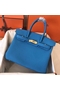 Hermes Birkin 30 Handmade Bag In Blue Zanzibar Clemence Leather  Replica
