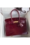 Hermes Birkin 30 Handmade Bag In Bordeaux Crocodile Niloticus Shiny  Replica