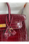 Hermes Birkin 30 Handmade Bag In Bordeaux Crocodile Niloticus Shiny Skin  Replica
