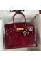Hermes Birkin 30 Handmade Bag In Bordeaux Crocodile Niloticus Shiny Skin  Replica